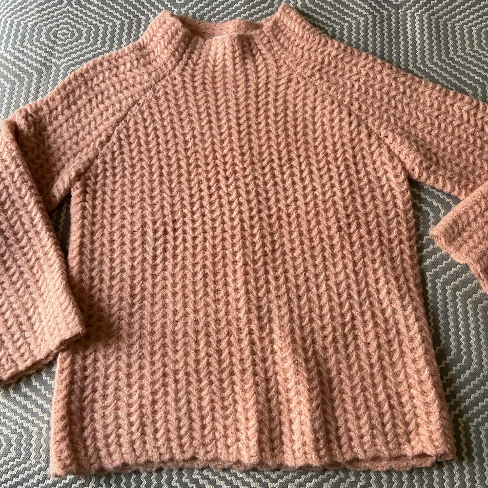 Pink Chunky Mock Neck Sweater